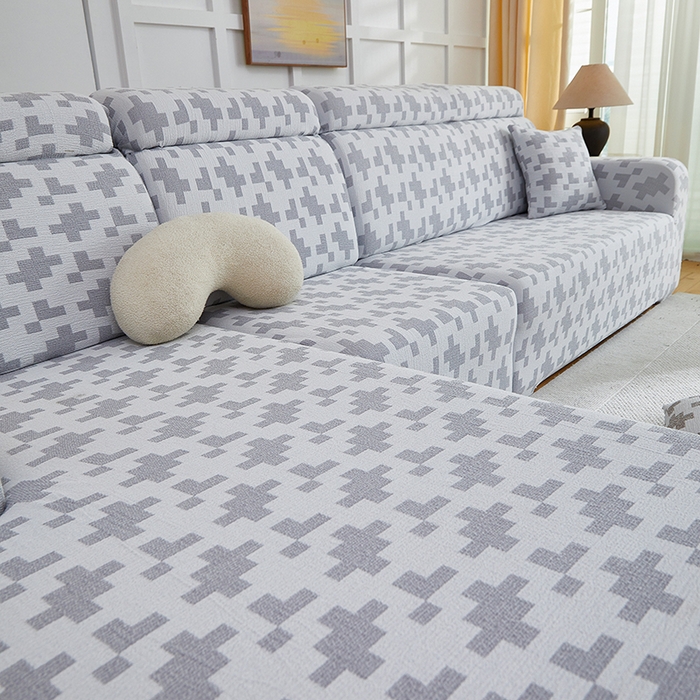 91家纺网 家纺一手货源 找家纺 丝绮鹿 2025新款仿麻雪尼尔系列沙发套（素栩）-贵妃图 银河灰