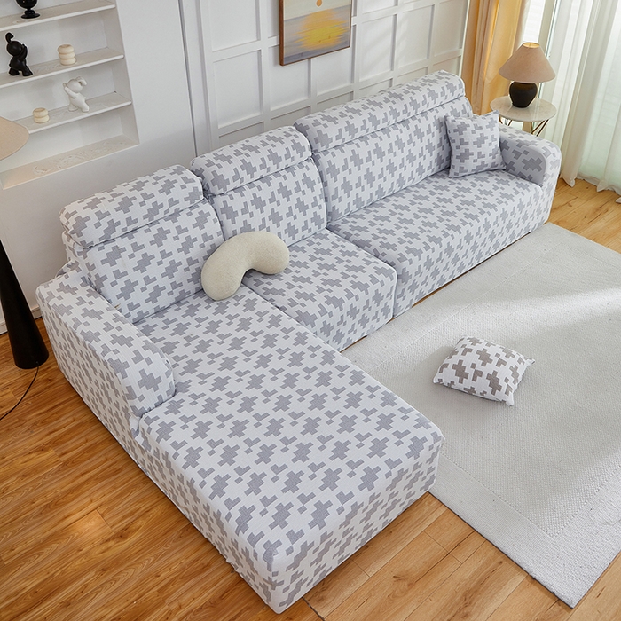 91家纺网 家纺一手货源 找家纺 丝绮鹿 2025新款仿麻雪尼尔系列沙发套（素栩）-贵妃图 银河灰