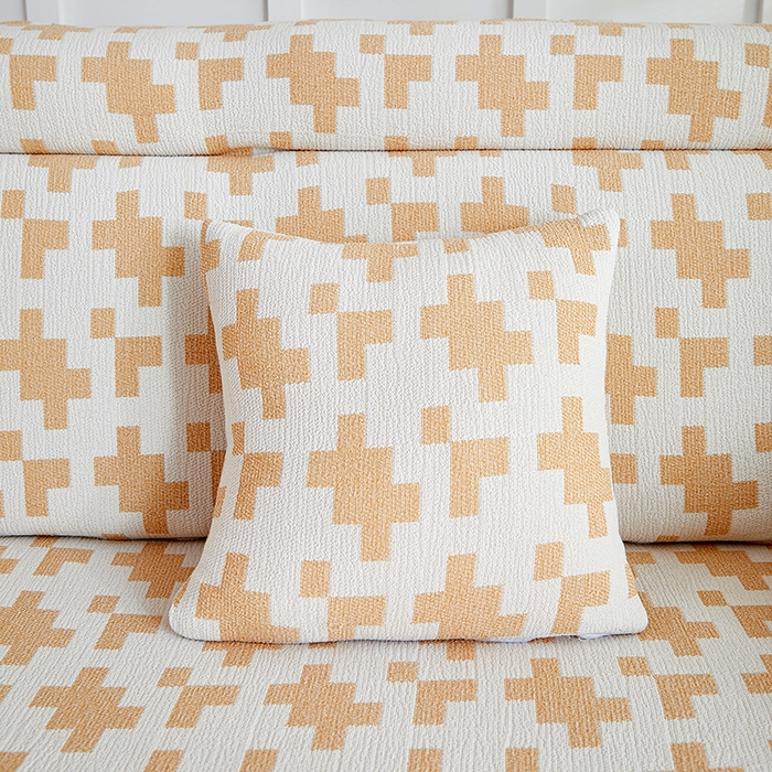 91家纺网 家纺一手货源 找家纺 丝绮鹿 2025新款仿麻雪尼尔系列沙发套（素栩）-贵妃图 奶油杏