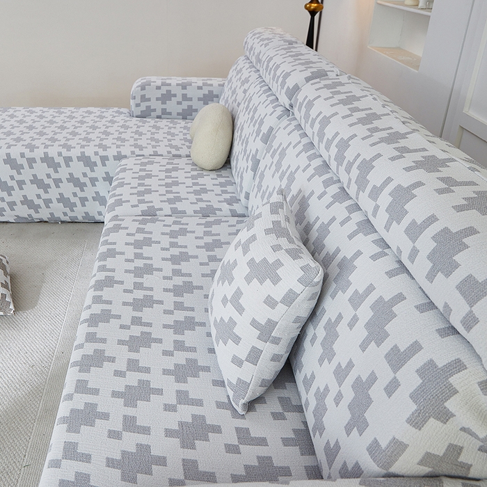 91家纺网 家纺一手货源 找家纺 丝绮鹿 2025新款仿麻雪尼尔系列沙发套（素栩）-贵妃图 银河灰