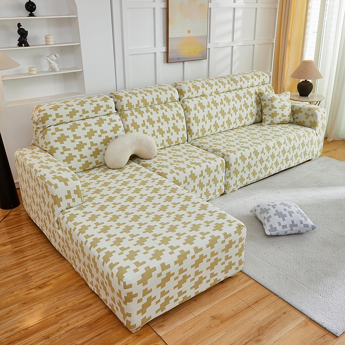 91家纺网 家纺一手货源 找家纺 丝绮鹿 2025新款仿麻雪尼尔系列沙发套（素栩）-贵妃图 秋叶黄