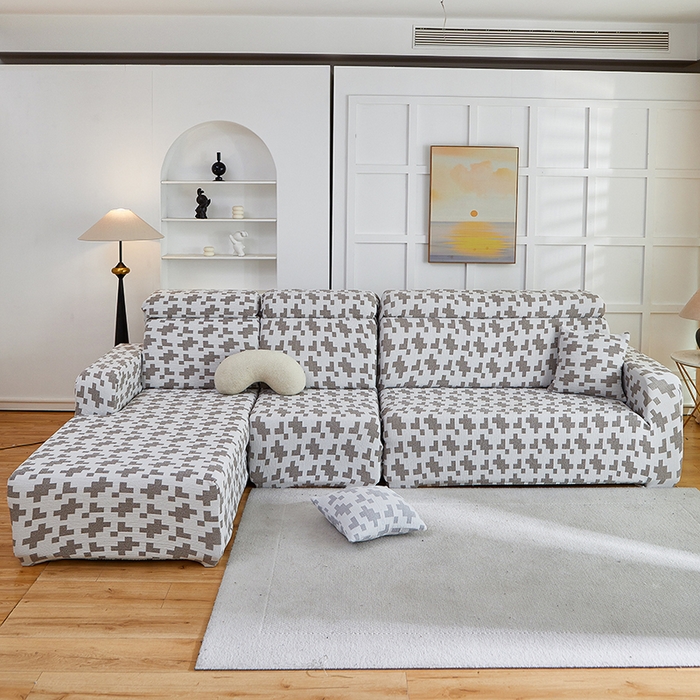 91家纺网 家纺一手货源 找家纺 丝绮鹿 2025新款仿麻雪尼尔系列沙发套（素栩）-贵妃图 黑巧灰