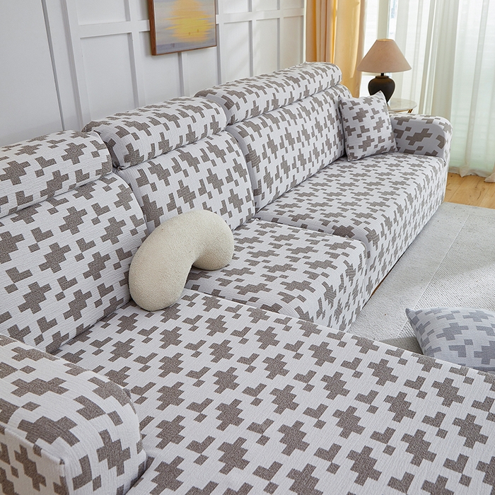 91家纺网 家纺一手货源 找家纺 丝绮鹿 2025新款仿麻雪尼尔系列沙发套（素栩）-贵妃图 黑巧灰