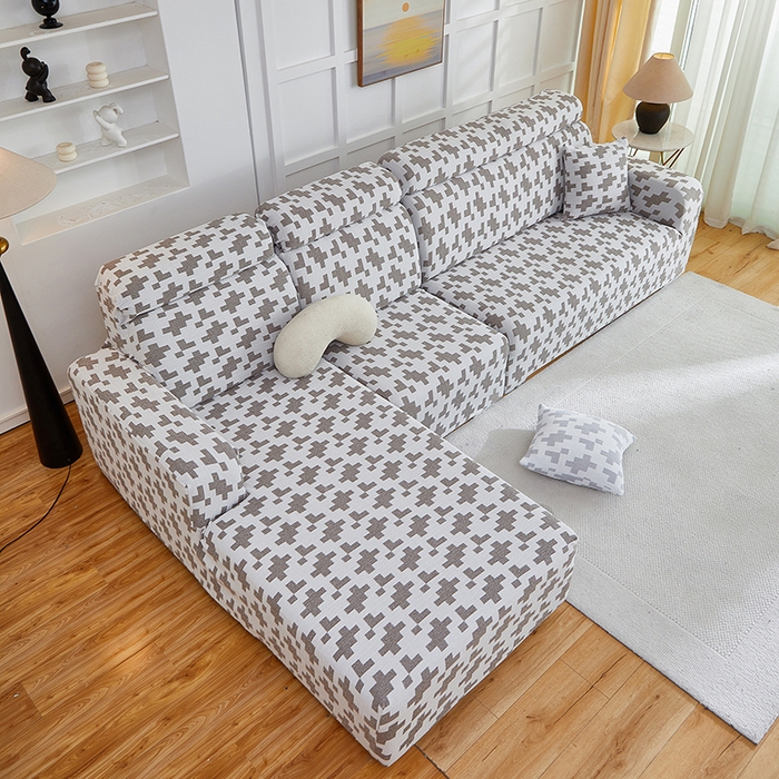 91家纺网 家纺一手货源 找家纺 丝绮鹿 2025新款仿麻雪尼尔系列沙发套（素栩）-贵妃图 黑巧灰