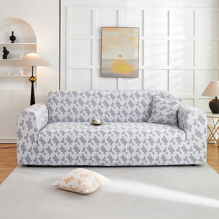 91家纺网 家纺一手货源 找家纺 丝绮鹿 2025新款仿麻雪尼尔系列沙发套（素栩）-大三人 银河灰