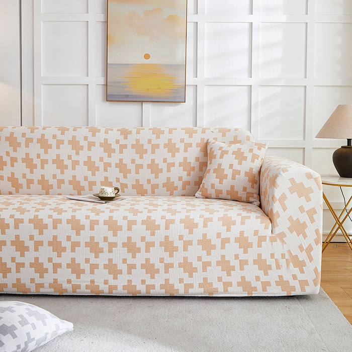 91家纺网 家纺一手货源 找家纺 丝绮鹿 2025新款仿麻雪尼尔系列沙发套（素栩）-大三人 奶油杏