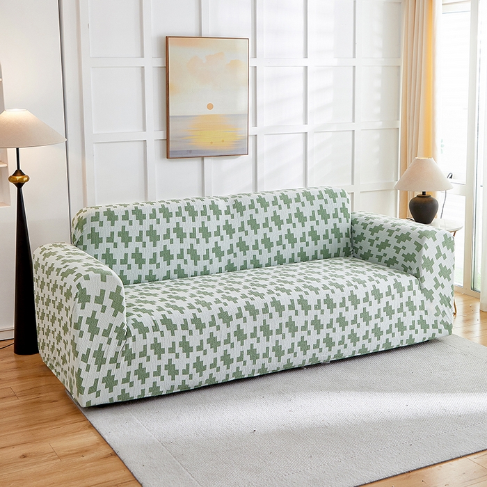 91家纺网 家纺一手货源 找家纺 丝绮鹿 2025新款仿麻雪尼尔系列沙发套（素栩）-大三人 松枝绿