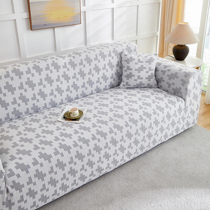 91家纺网 家纺一手货源 找家纺 丝绮鹿 2025新款仿麻雪尼尔系列沙发套（素栩）-大三人 银河灰