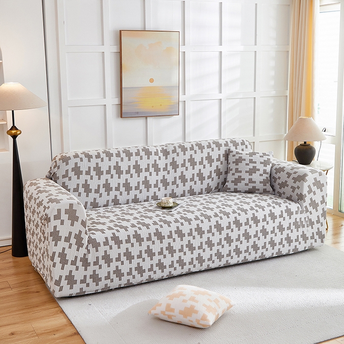 91家纺网 家纺一手货源 找家纺 丝绮鹿 2025新款仿麻雪尼尔系列沙发套（素栩）-大三人 黑巧灰