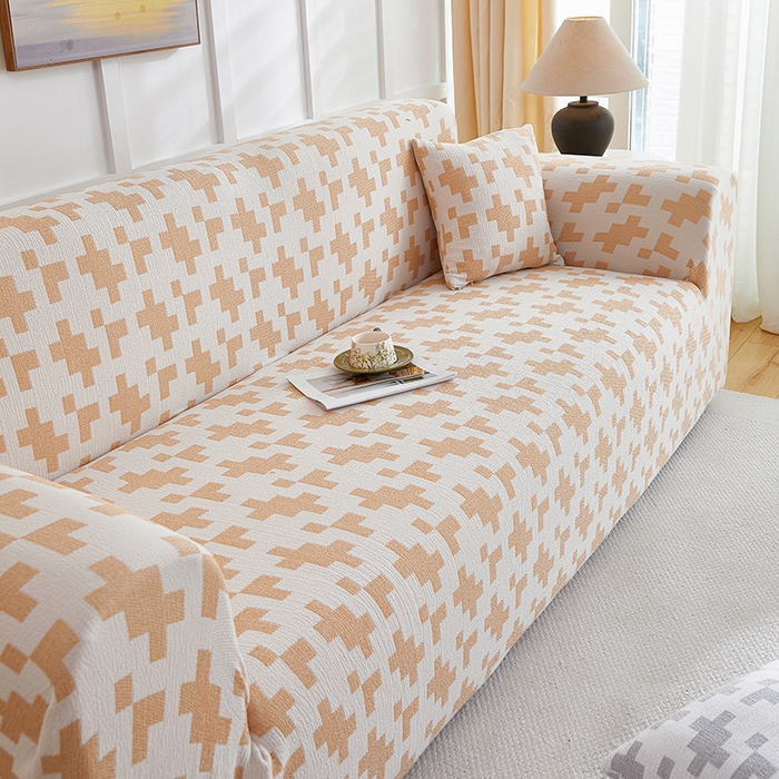 91家纺网 家纺一手货源 找家纺 丝绮鹿 2025新款仿麻雪尼尔系列沙发套（素栩）-大三人 奶油杏