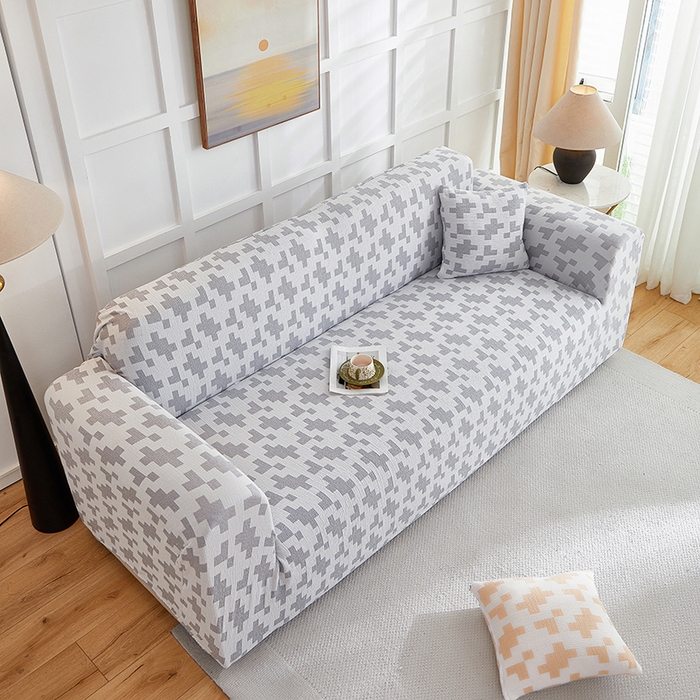 91家纺网 家纺一手货源 找家纺 丝绮鹿 2025新款仿麻雪尼尔系列沙发套（素栩）-大三人 银河灰