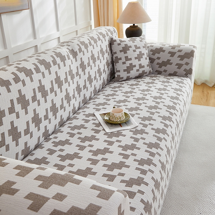 91家纺网 家纺一手货源 找家纺 丝绮鹿 2025新款仿麻雪尼尔系列沙发套（素栩）-大三人 黑巧灰