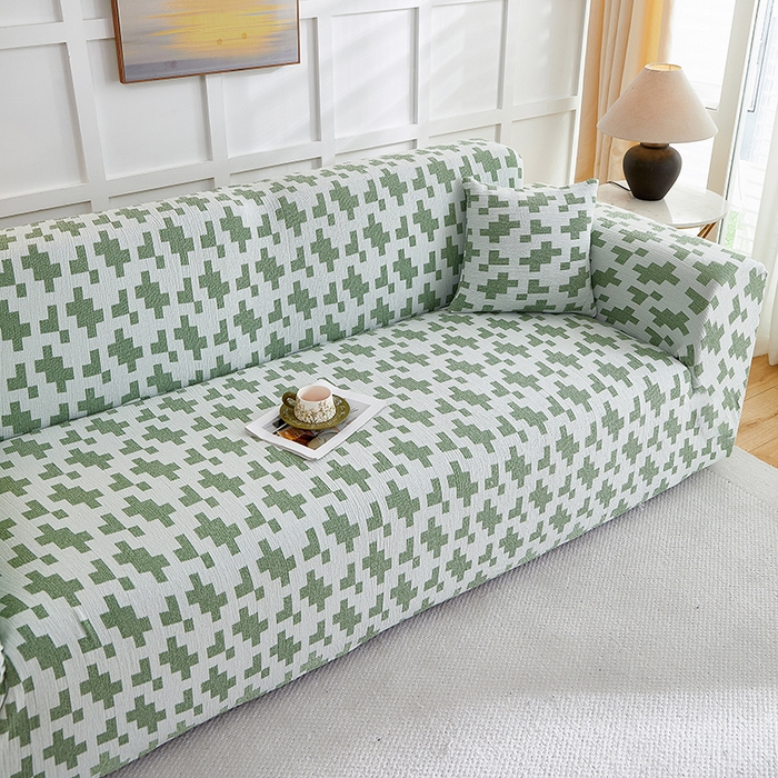 91家纺网 家纺一手货源 找家纺 丝绮鹿 2025新款仿麻雪尼尔系列沙发套（素栩）-大三人 松枝绿