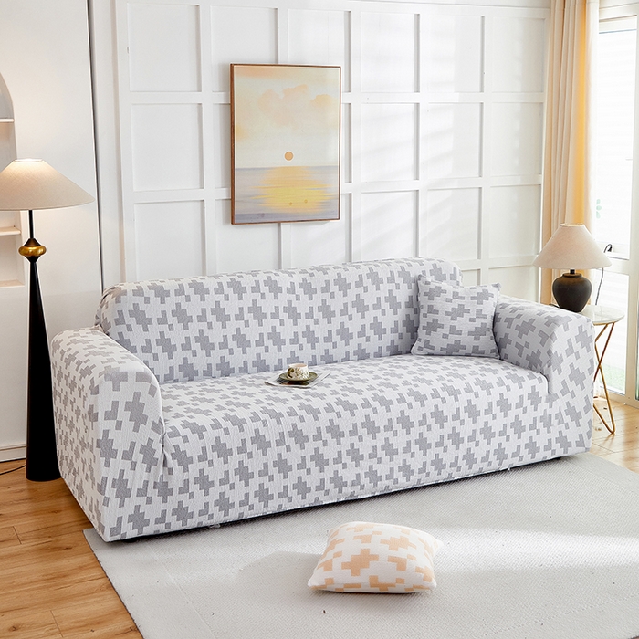 91家纺网 家纺一手货源 找家纺 丝绮鹿 2025新款仿麻雪尼尔系列沙发套（素栩）-大三人 银河灰