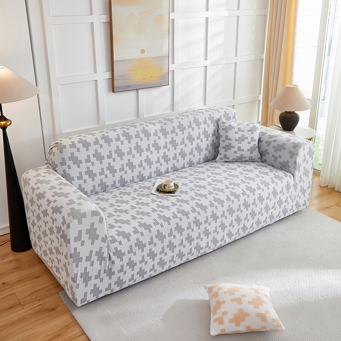 91家纺网 家纺一手货源 找家纺 丝绮鹿 2025新款仿麻雪尼尔系列沙发套（素栩）-大三人 银河灰