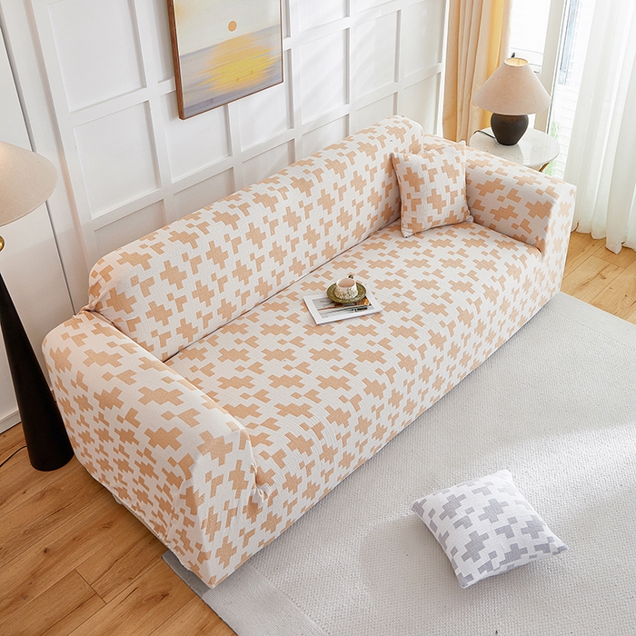 91家纺网 家纺一手货源 找家纺 丝绮鹿 2025新款仿麻雪尼尔系列沙发套（素栩）-大三人 奶油杏