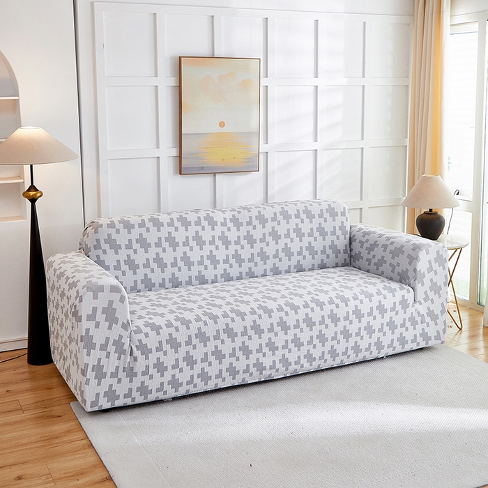 91家纺网 家纺一手货源 找家纺 丝绮鹿 2025新款仿麻雪尼尔系列沙发套（素栩）-大三人 银河灰