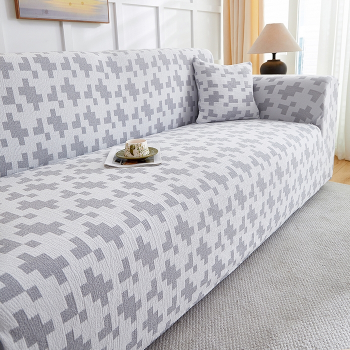 91家纺网 家纺一手货源 找家纺 丝绮鹿 2025新款仿麻雪尼尔系列沙发套（素栩）-大三人 银河灰