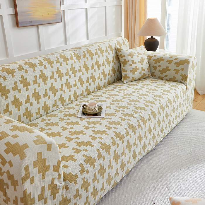 91家纺网 家纺一手货源 找家纺 丝绮鹿 2025新款仿麻雪尼尔系列沙发套（素栩）-大三人 秋叶黄