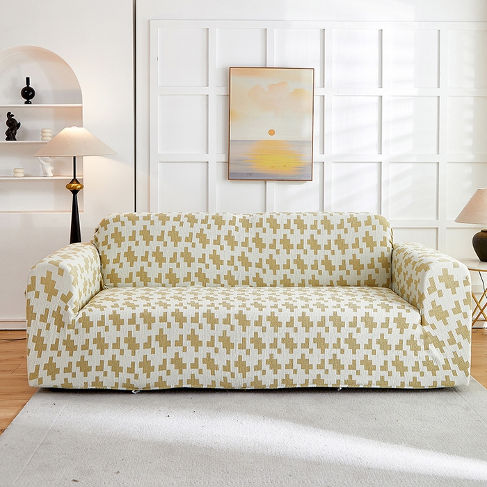 丝绮鹿 2025新款仿麻雪尼尔系列沙发套（素栩）-大三人 秋叶黄