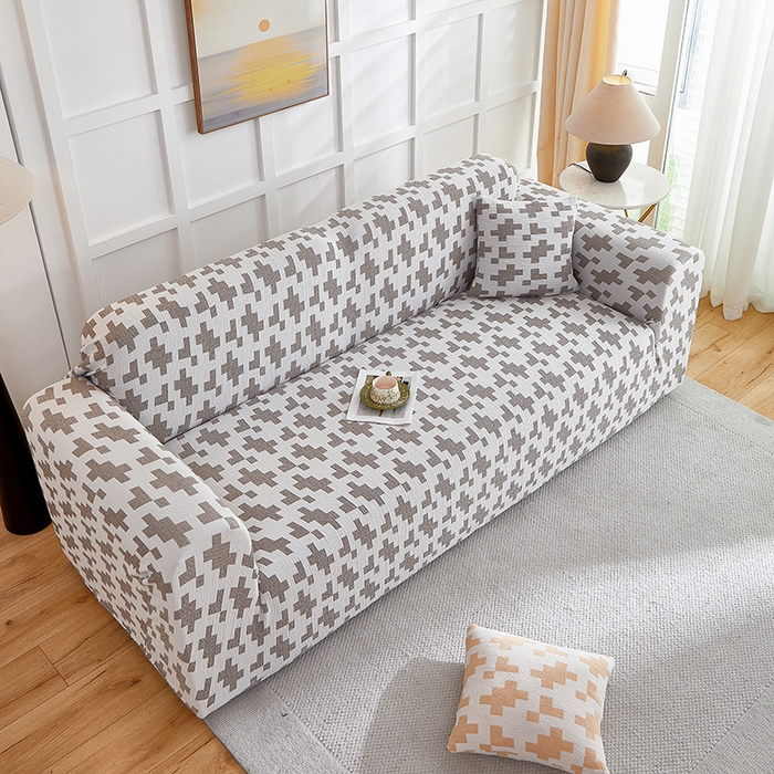 91家纺网 家纺一手货源 找家纺 丝绮鹿 2025新款仿麻雪尼尔系列沙发套（素栩）-大三人 黑巧灰