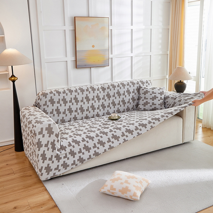 91家纺网 家纺一手货源 找家纺 丝绮鹿 2025新款仿麻雪尼尔系列沙发套（素栩）-大三人 黑巧灰