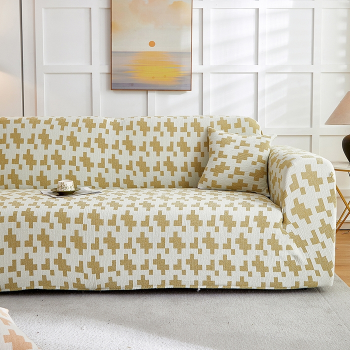 91家纺网 家纺一手货源 找家纺 丝绮鹿 2025新款仿麻雪尼尔系列沙发套（素栩）-大三人 秋叶黄