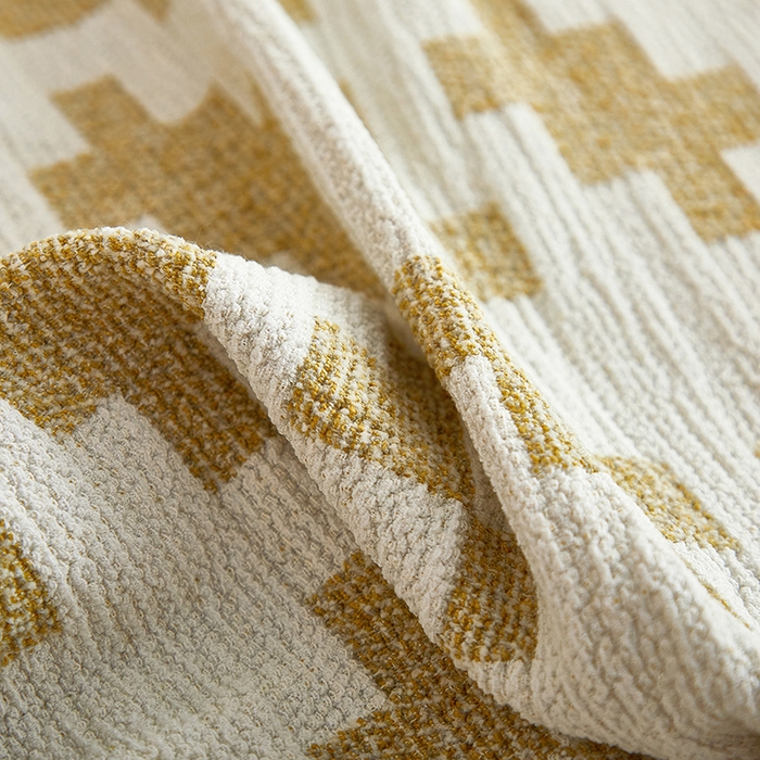 91家纺网 家纺一手货源 找家纺 丝绮鹿 2025新款仿麻雪尼尔系列沙发套（素栩）-大三人 秋叶黄