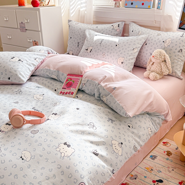 91家纺网 家纺一手货源 找家纺 曼之夏 2025新款全棉纯棉印花四件套 豹纹猫咪