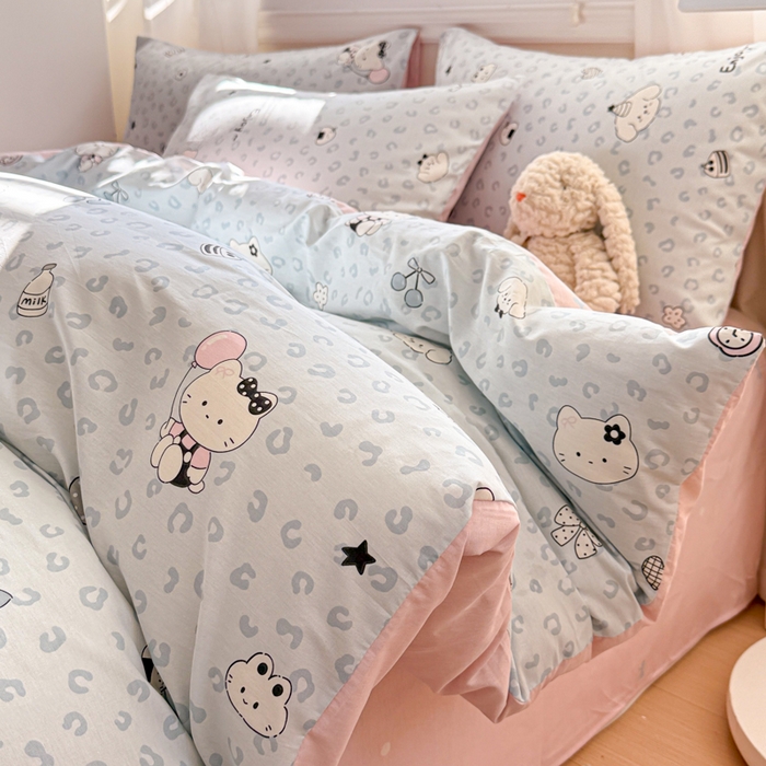 91家纺网 家纺一手货源 找家纺 曼之夏 2025新款全棉纯棉印花四件套 豹纹猫咪