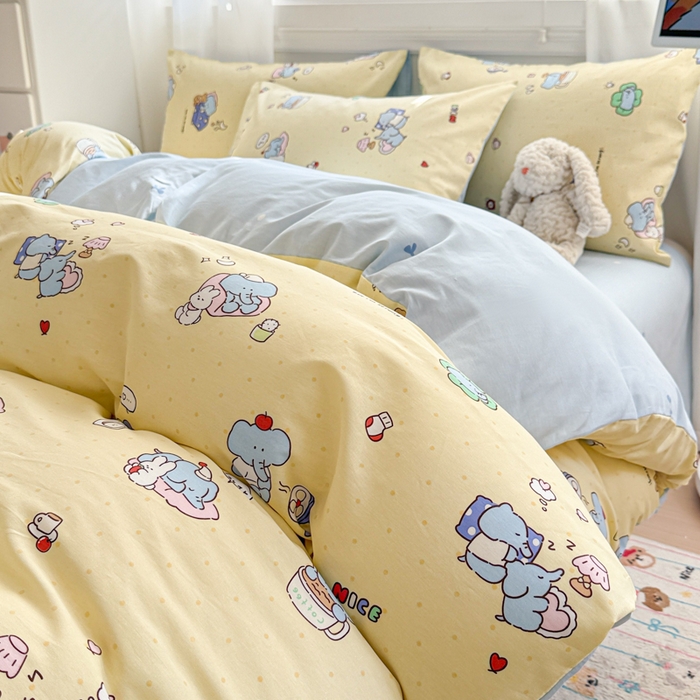 曼之夏 2025新款全棉纯棉印花四件套 笨笨象