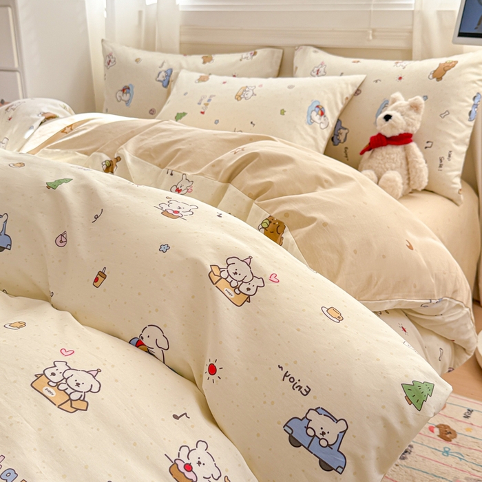 91家纺网 家纺一手货源 找家纺 曼之夏 2025新款全棉纯棉印花四件套 缤纷乐园