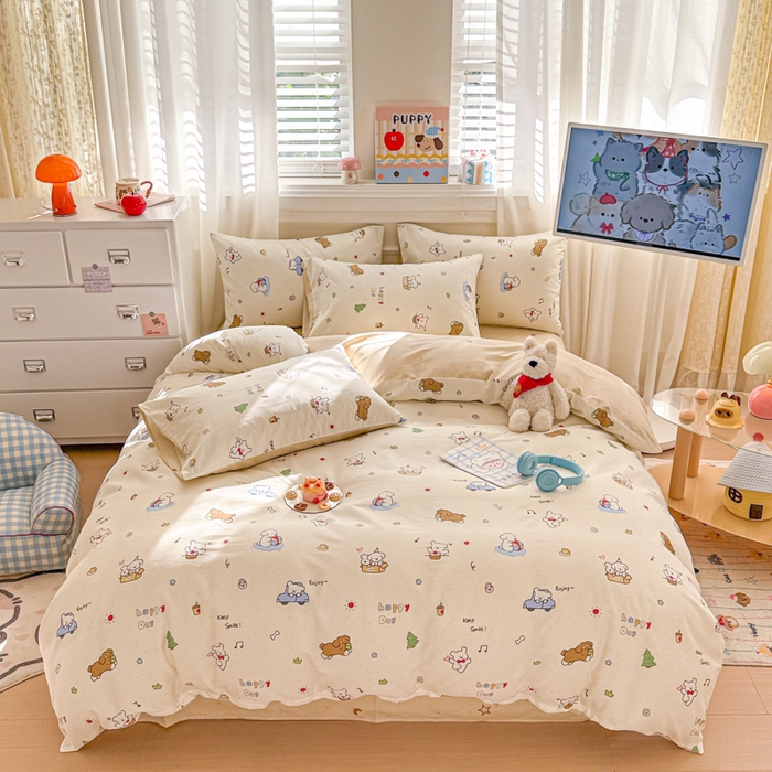 91家纺网 家纺一手货源 找家纺 曼之夏 2025新款全棉纯棉印花四件套 缤纷乐园