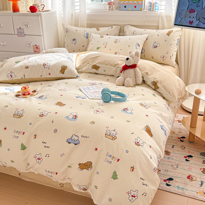 91家纺网 家纺一手货源 找家纺 曼之夏 2025新款全棉纯棉印花四件套 缤纷乐园