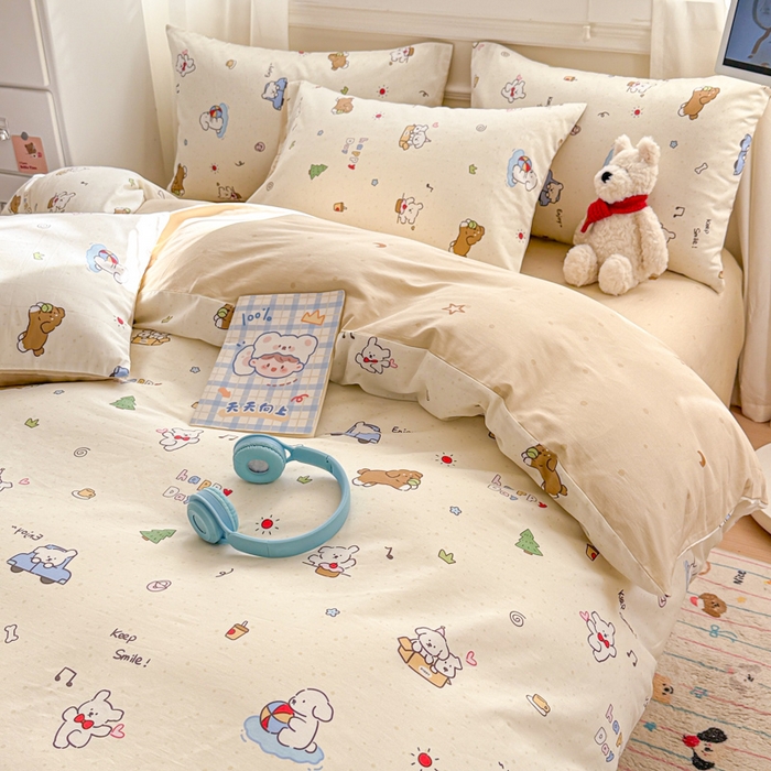 91家纺网 家纺一手货源 找家纺 曼之夏 2025新款全棉纯棉印花四件套 缤纷乐园