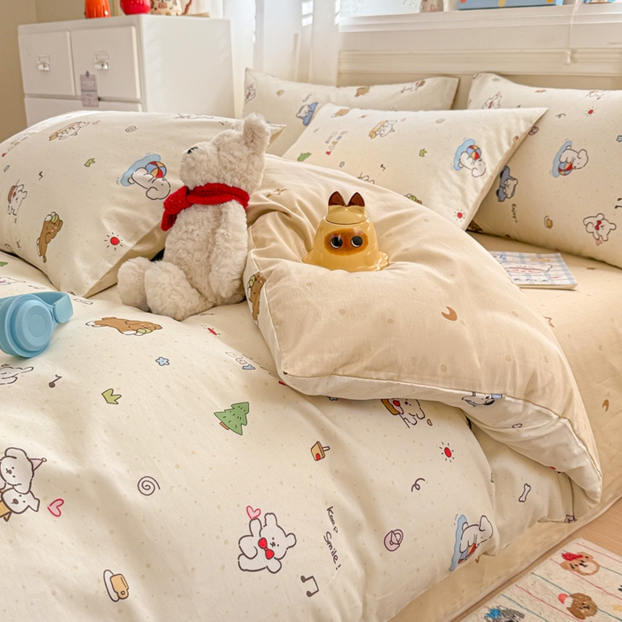 91家纺网 家纺一手货源 找家纺 曼之夏 2025新款全棉纯棉印花四件套 缤纷乐园