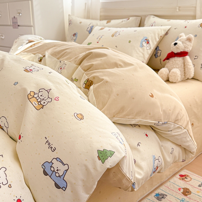 91家纺网 家纺一手货源 找家纺 曼之夏 2025新款全棉纯棉印花四件套 缤纷乐园