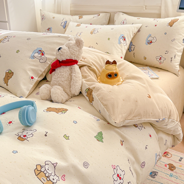 91家纺网 家纺一手货源 找家纺 曼之夏 2025新款全棉纯棉印花四件套 缤纷乐园