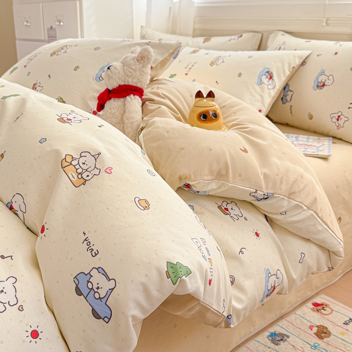 91家纺网 家纺一手货源 找家纺 曼之夏 2025新款全棉纯棉印花四件套 缤纷乐园