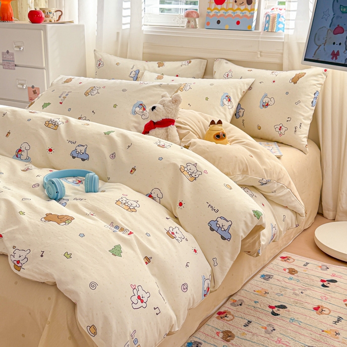 91家纺网 家纺一手货源 找家纺 曼之夏 2025新款全棉纯棉印花四件套 缤纷乐园