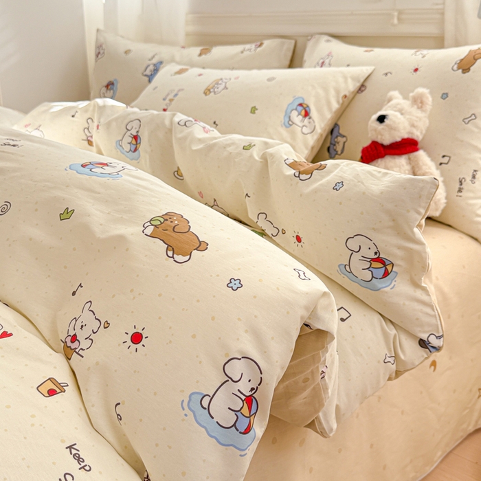 91家纺网 家纺一手货源 找家纺 曼之夏 2025新款全棉纯棉印花四件套 缤纷乐园