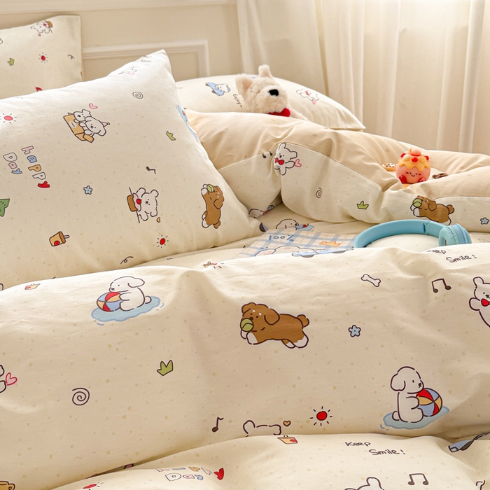 91家纺网 家纺一手货源 找家纺 曼之夏 2025新款全棉纯棉印花四件套 缤纷乐园