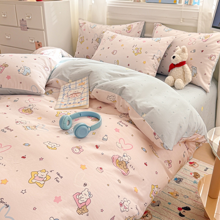 91家纺网 家纺一手货源 找家纺 曼之夏 2025新款全棉纯棉印花四件套 草莓蛋糕