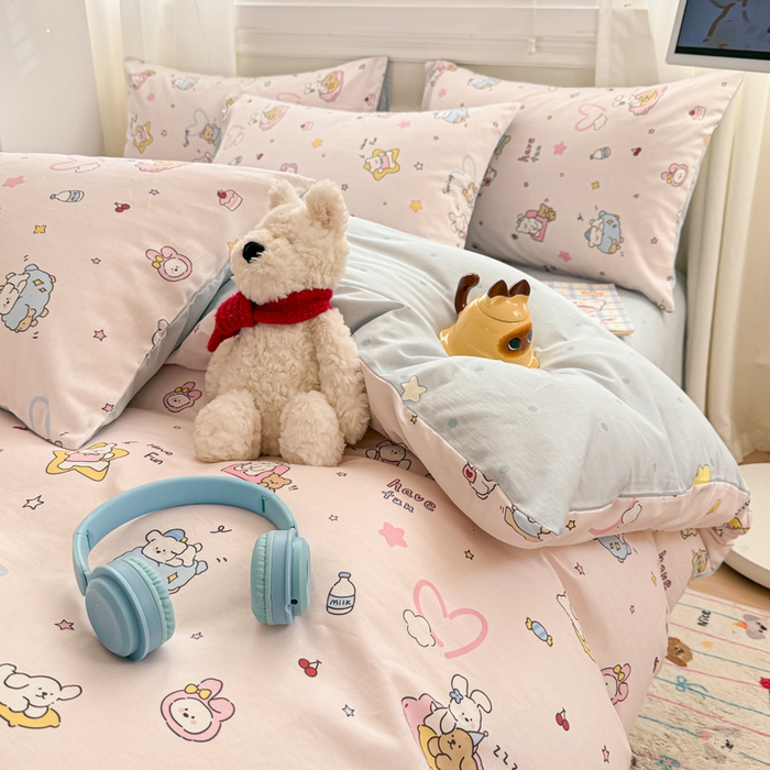 91家纺网 家纺一手货源 找家纺 曼之夏 2025新款全棉纯棉印花四件套 草莓蛋糕