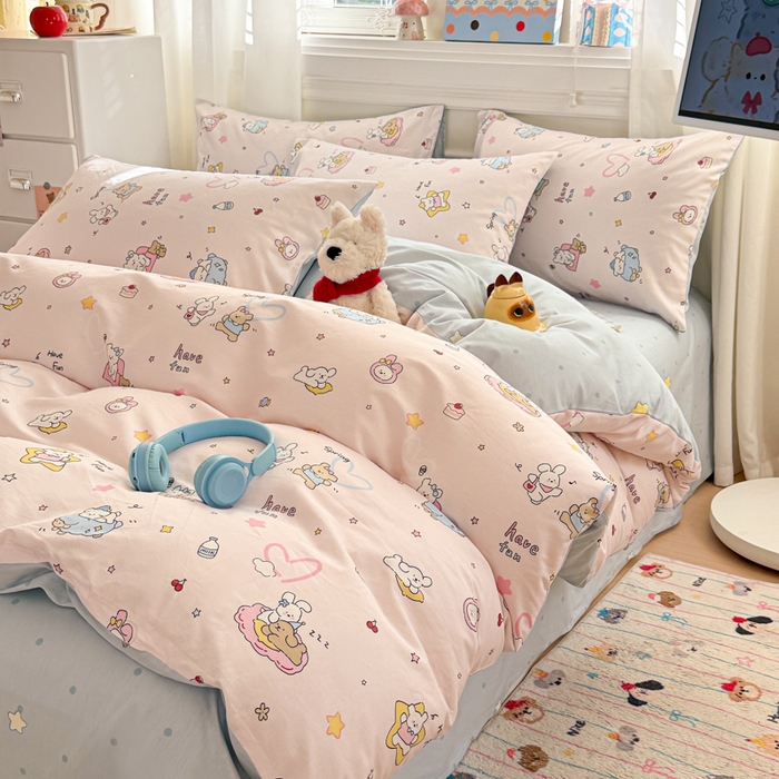 91家纺网 家纺一手货源 找家纺 曼之夏 2025新款全棉纯棉印花四件套 草莓蛋糕