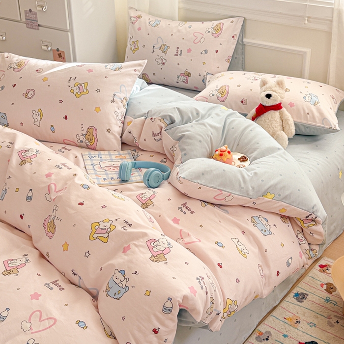 91家纺网 家纺一手货源 找家纺 曼之夏 2025新款全棉纯棉印花四件套 草莓蛋糕