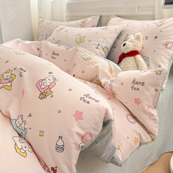 91家纺网 家纺一手货源 找家纺 曼之夏 2025新款全棉纯棉印花四件套 草莓蛋糕