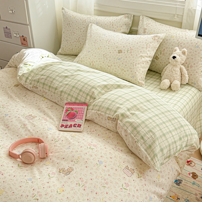 91家纺网 家纺一手货源 找家纺 曼之夏 2025新款全棉纯棉印花四件套 丛间密语