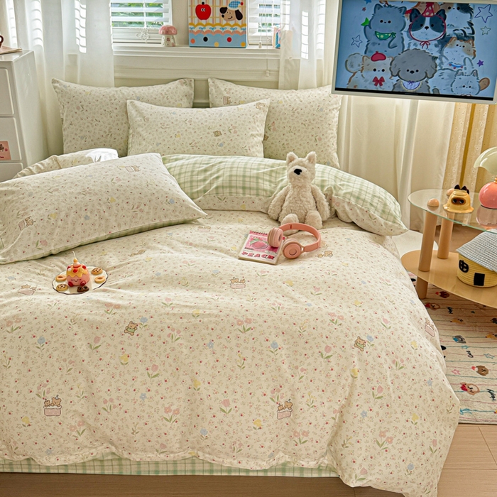 91家纺网 家纺一手货源 找家纺 曼之夏 2025新款全棉纯棉印花四件套 丛间密语