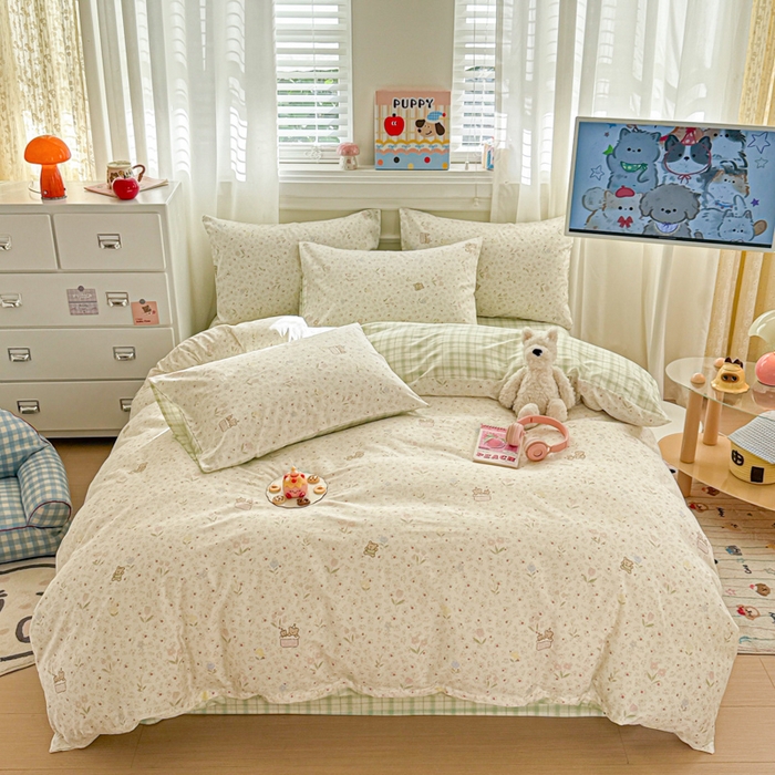 91家纺网 家纺一手货源 找家纺 曼之夏 2025新款全棉纯棉印花四件套 丛间密语